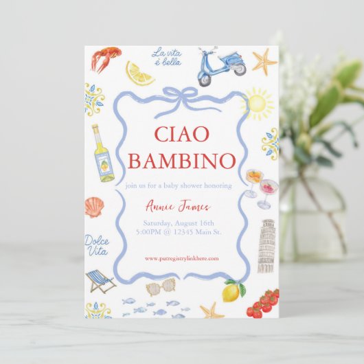Ciao Bambino Einladung Italiens (Stehend Vorderseite)