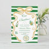 Ciao Bambino Green Italian Baby Shower Einladung (Stehend Vorderseite)