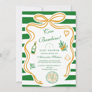 Ciao Bambino Green Italian Baby Shower Einladung