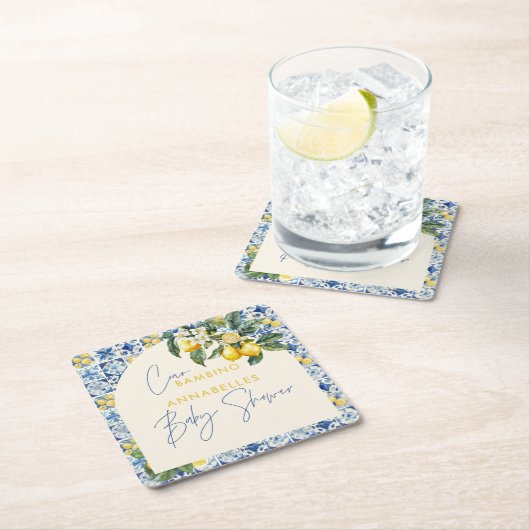 Ciao Bambino Grieche Zitronenbrause Rechteckiger Pappuntersetzer (Vor Ort)