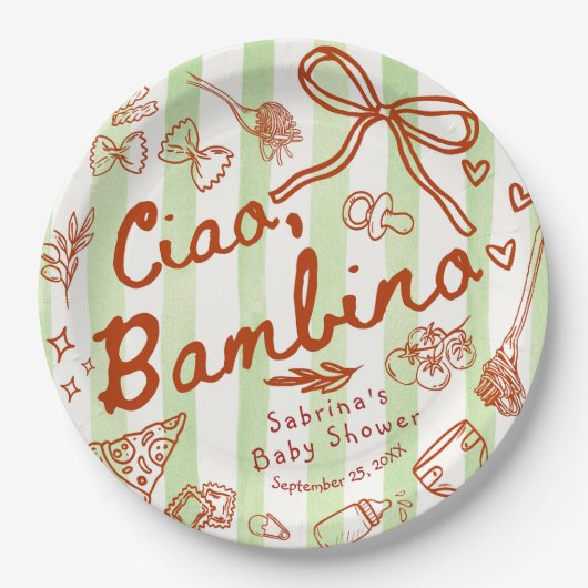 Ciao Bambino Grün Pappteller (Vorderseite)
