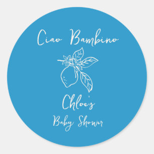 Ciao Bambino Handgezeichnete Lemon Babydusche Runder Aufkleber
