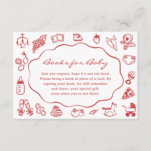 Ciao Bambino Italienische Bücher für Babydusche Begleitkarte (Vorderseite)