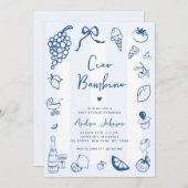 Ciao Bambino Italienische Fun Hand Drawn Baby Dusc Einladung (Vorne/Hinten)