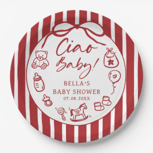 Ciao Bambino Italienische Illustrierte Babydusche Pappteller