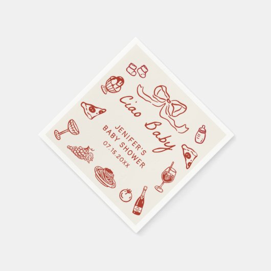 Ciao Bambino Italienische Illustrierte Babydusche Serviette (Ecke)