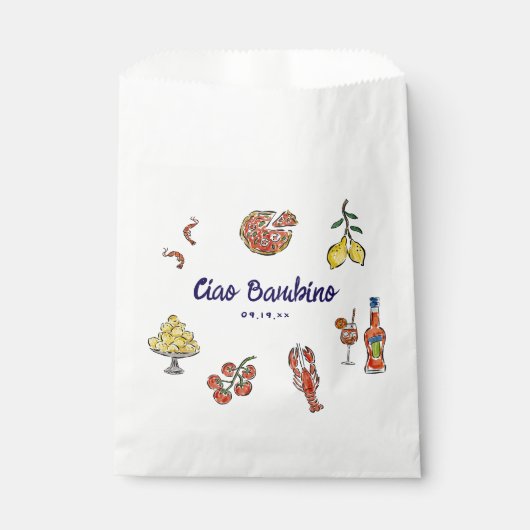 Ciao Bambino Italienische Mediterrane Babydusche Geschenktütchen (Vorderseite)