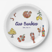 Ciao Bambino Italienische Mediterrane Babydusche Pappteller (Vorderseite)