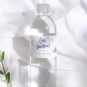 Ciao Bambino Italienischer Baby-Empfang Blaues Jun Wasserflaschenetikett