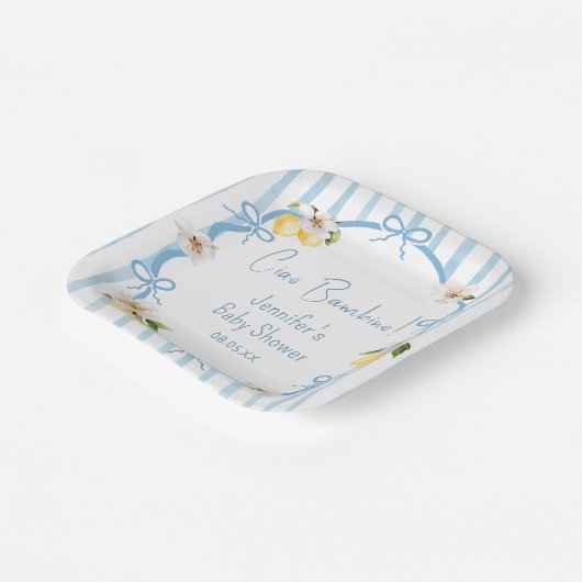 Ciao Bambino Lemon Italienische Summer Baby Dusche Pappteller (Gewinkelt)