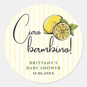 Ciao Bambino Lemon Italienische Summer Baby Dusche Runder Aufkleber