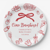 Ciao Bambino Pizza Whimsical Bow Baby Shower Pappteller (Vorderseite)