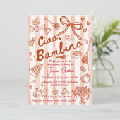 Ciao Bambino Red Baby Shower Einladung (Stehend Vorderseite)
