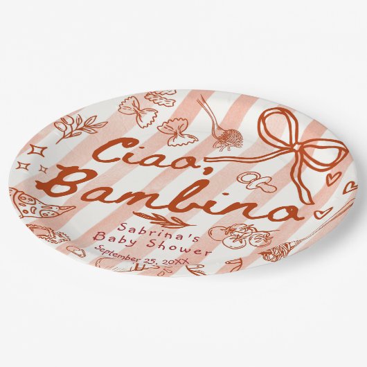 Ciao Bambino Red  Pappteller (Schrägansicht)