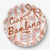 Ciao Bambino Rot Pappteller (Vorderseite)