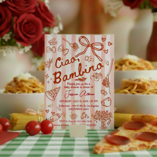 Ciao Bambino Rote Babyparty Einladung