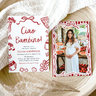 Ciao Bambino Whimsical Italienische Pizza Baby Dus Einladung