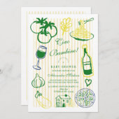 Ciao Bambino Yellow Stripe Baby Dusche Einladung (Vorne/Hinten)