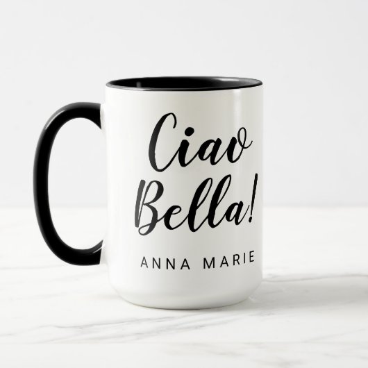 Ciao Bella Black Script Italienische Tasse (Links)