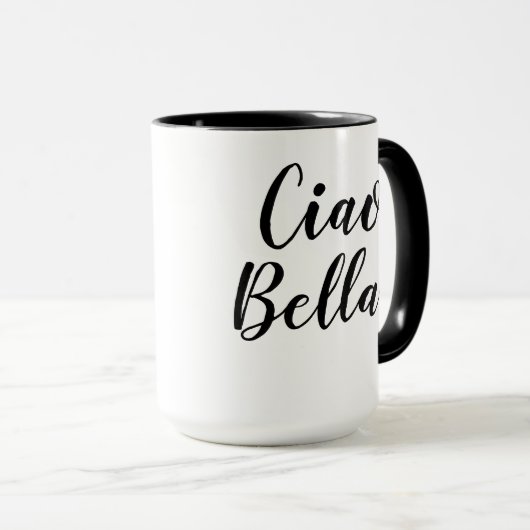 Ciao Bella Black Script Italienische Tasse (VorderseiteRechts)