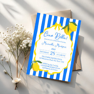 Ciao bella blaue Streifen Lemons Junggesellinnenab Einladung