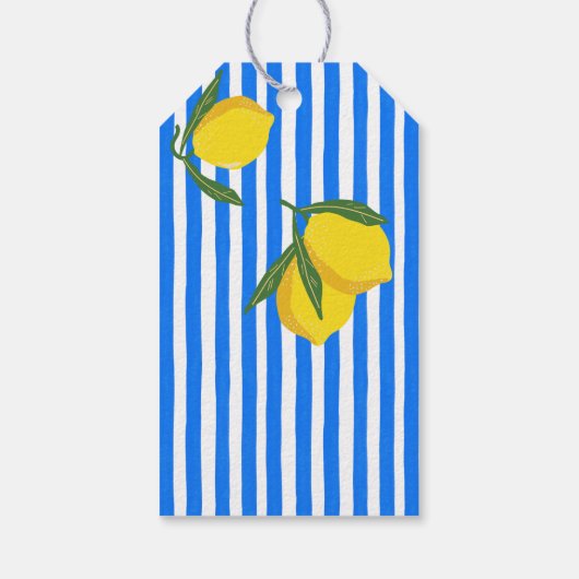 Ciao bella blauen Streifen Zitronen Brautparty Gef Geschenkanhänger (Rückseite)