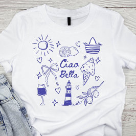Ciao Bella Blue Coquette Bow Italian Summer T-Shirt