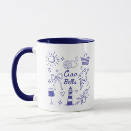 Ciao Bella Blue Coquette Bow Italian Summer Tasse