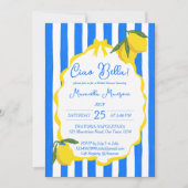 Ciao bella blue stripes lemons Brautparty Einladung (Vorderseite)