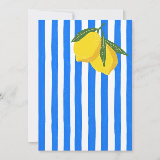 Ciao bella blue stripes lemons Brautparty Einladung (Rückseite)