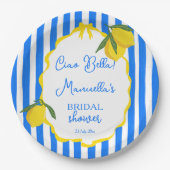 Ciao bella blue stripes lemons Brautparty Pappteller (Vorderseite)