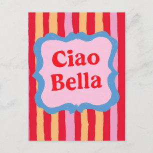 Ciao Bella Farbige gestreifte Sommerfreude Postkarte
