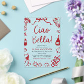 Ciao Bella Hand Drawn Italienisches Pizza Brautpar Acryleinladungen (In Situ (Hochzeit))