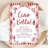 Ciao Bella Hand Drawn Italienisches Pizza Brautpar Einladung