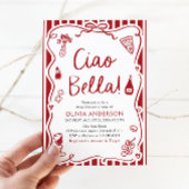 Ciao Bella Hand Drawn Italienisches Pizza Brautpar Einladung