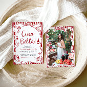 Ciao Bella Hand Drawn Italienisches Pizza Brautpar Einladung