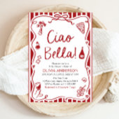Ciao Bella Hand Drawn Italienisches Pizza Brautpar Einladung
