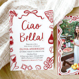 Ciao Bella Hand Drawn Italienisches Pizza Brautpar Einladung