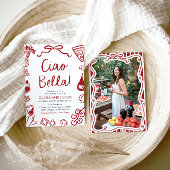 Ciao Bella Hand Drawn Italienisches Pizza Brautpar Einladung