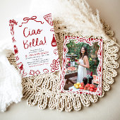 Ciao Bella Hand Drawn Italienisches Pizza Brautpar Einladung