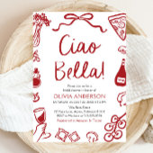 Ciao Bella Hand Drawn Italienisches Pizza Brautpar Einladung