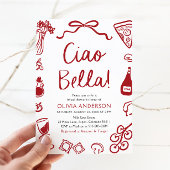 Ciao Bella Hand Drawn Italienisches Pizza Brautpar Einladung