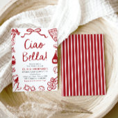 Ciao Bella Hand Drawn Italienisches Pizza Brautpar Einladung