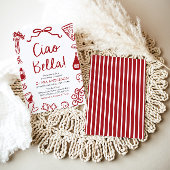 Ciao Bella Hand Drawn Italienisches Pizza Brautpar Einladung