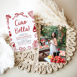 Ciao Bella Hand Drawn Italienisches Pizza Brautpar Einladung