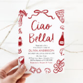 Ciao Bella Hand Drawn Italienisches Pizza Brautpar Einladung