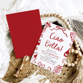 Ciao Bella Hand Drawn Italienisches Pizza Brautpar Einladung