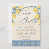 Ciao Bella Italian Blue Tiles Brautparty Einladung (Vorderseite)