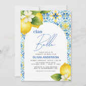 Ciao Bella Italian Lemon QR Code Brautparty Einladung (Vorderseite)