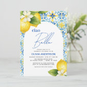Ciao Bella Italian Lemon QR Code Brautparty Einladung (Stehend Vorderseite)